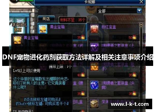 DNF宠物进化药剂获取方法详解及相关注意事项介绍